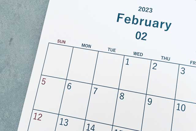 2023年2月のカレンダー